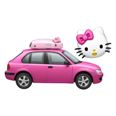 Car with hellokitty in it sticker