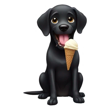 black dog eating ice cream off ground sticker