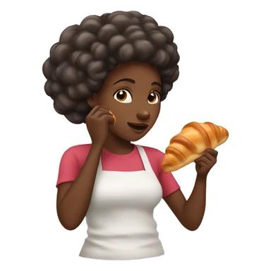 Black girl eating croissant  sticker