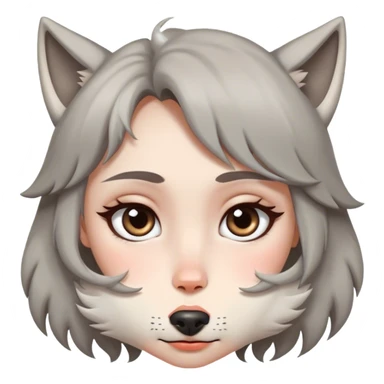 pretty girl with wolf cute cute big eyes whos sleepy sticker
