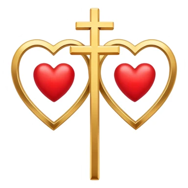 Two red  hearts connected by a simple gold cross  sticker