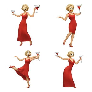white woman red dress dancing with martini sticker