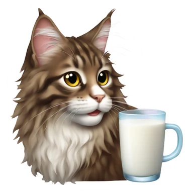 Maine coon cat drinking milk sticker