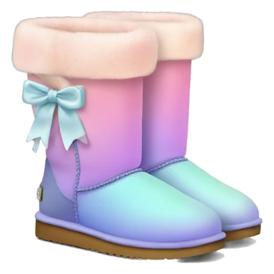Realistic pair of pastel ombre Ugg fur boots with bows. sticker