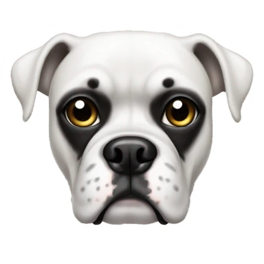 White boxer dog with a black spot in one eye  sticker