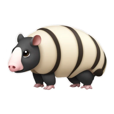 Black and white piebald chubby round rotund armadillo pig panda centipede armadillo  sticker