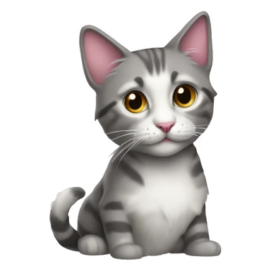 Кошка бело серая пятнистая с розовым носом sticker