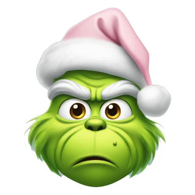 Grinch with a light pink santa hat sticker