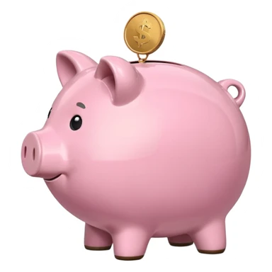 A piggy bank with a coin being inserted, symbolizing company pension savings. Minimalist, clean emoji design. sticker