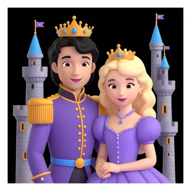 prince and princess disny dress close up photo in castle sticker
