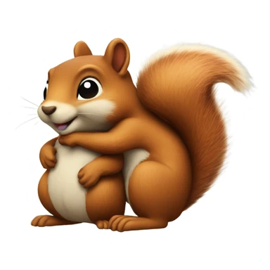 Two squirrels (one with a squiggly tail) hugging sticker