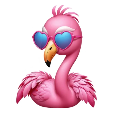 flamingo wearing heart-shaped sunglasses sticker