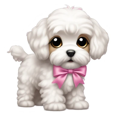 Schichon puppy pink bow sticker
