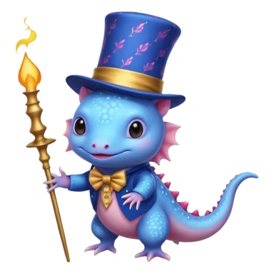 blue axolotl with magician hat sticker