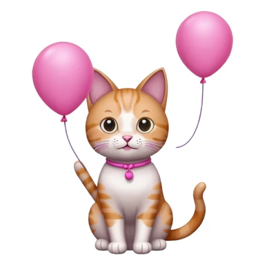 Cat with pink balloon sticker