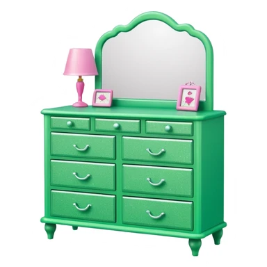 barbie dresser green with glitter sticker