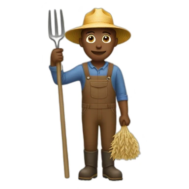 saluting farmer with pitchfork sticker