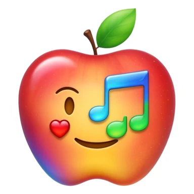 burbuja de pensamiento emoji estilo Apple con una nota musical futurista dentro, colores vibrantes, sensación de innovación y tecnología sticker