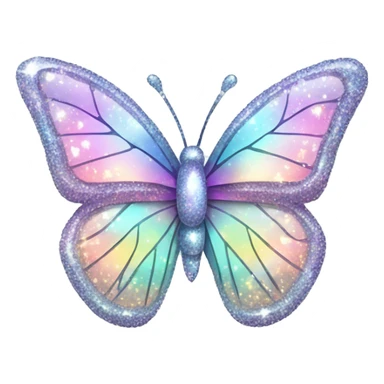 Pastel sparkly glittery shiny iridescent glass crystal butterfly sticker