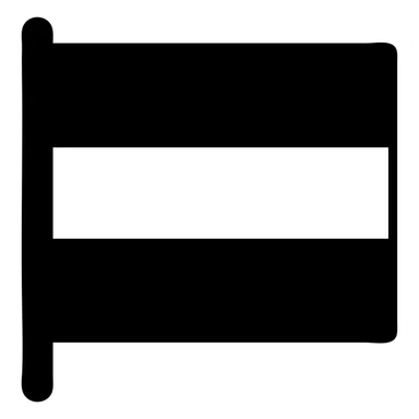 flat icon of a flag with three horizontal stripes: black top, white center, blue bottom sticker