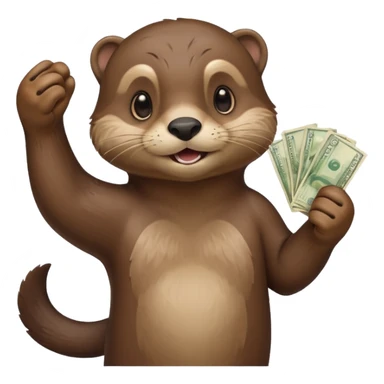 generate a take my money otter emoji, similarly to the futurama phlipp emoji. with philipp holding some banknotes in his fist high sticker