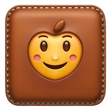 Apple-style 3D emoji of a flat rectangular piece of leather fabric, with stitched edges, soft texture but slightly shiny, representing industrial leather as material. sticker