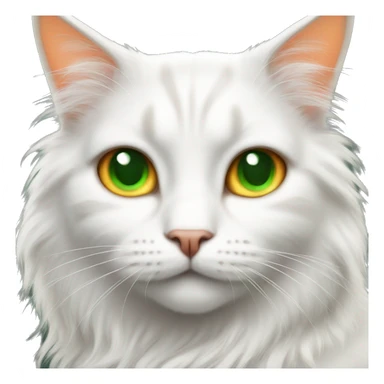Long haired white cat with green eyes and small orange spots sticker