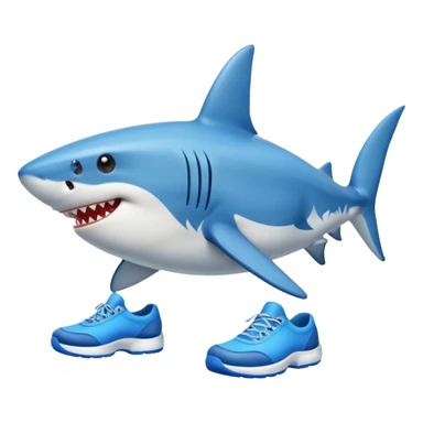 a shark walking with blue shoes sticker