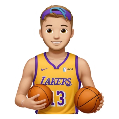 Luka doncic in Lakers uniform with basketball sticker