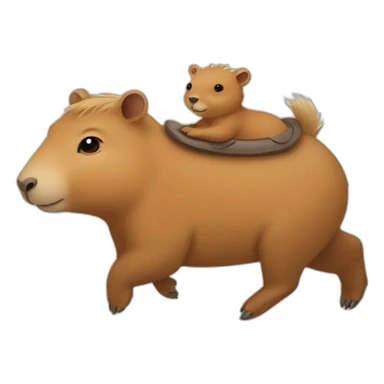 little capybara riding on capybara sticker