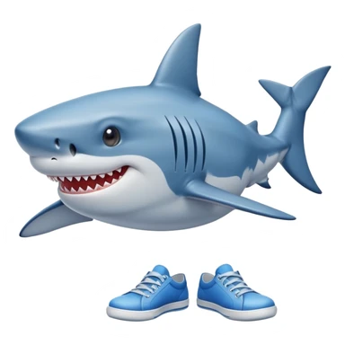 smiling shark wearing blue shoes sticker