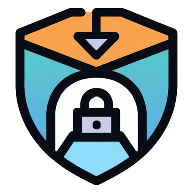 SecureNet VPN logo with shield, lock, and network tunnel icon sticker