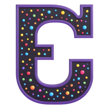 big bold letter C in lime green electric color with googly eyes on top, with a glossy finish and sparkles sticker