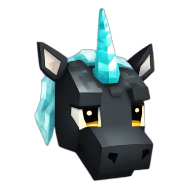 Minecraft Glitter Black Unicorn Head With Diamond Horn sticker