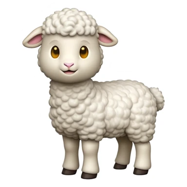 cinematic-[lamb]-realistic-full-body-standing-emoji,-tail-flicking-lazily,-head-tilted-dramatically,-curly-[white]-fur,-simplified-yet-realistic-focused-features,-highly-detailed,-glowing-with-an-almost-sarcastic-glow sticker