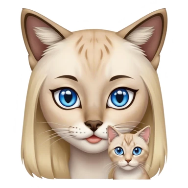 point lynx siamese cat with blue eyes and a girl with black and blonde hair sticker