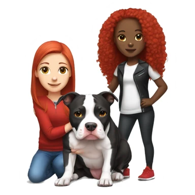 Black and white pitbull with red head girl owner sticker