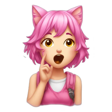 pink haired catgirl blowing a kiss sticker