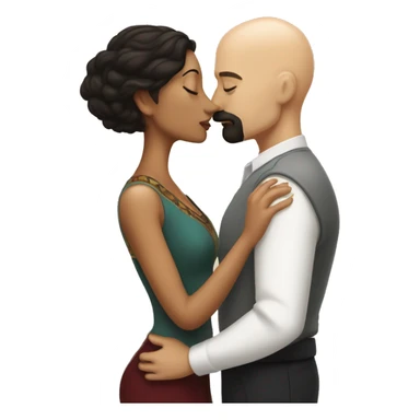 White Man bald with dark beard kissing short Mexican woman with long dark wavy hair sticker
