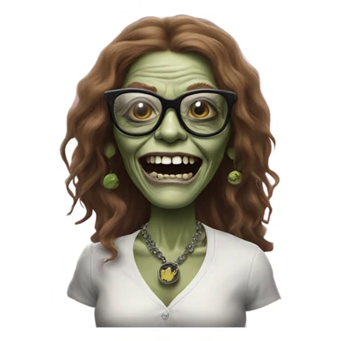  janis joplin zombie with her famous glasses on, dancing sticker