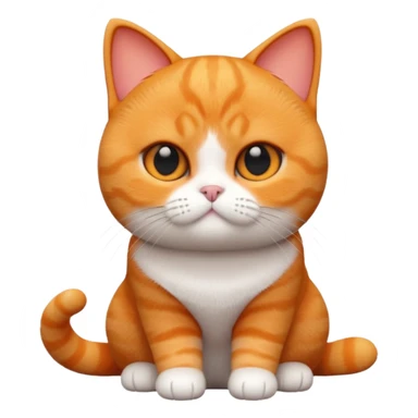A 3D cartoon British Shorthair cat in vibrant orange ginger tone, smooth plush fur, round eyes, warm cinematic lighting, Memoji style. full body or half body. sticker