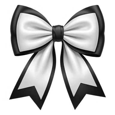 white satin Bow + black bow sticker