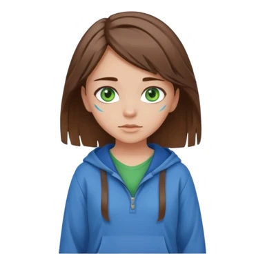 Girl with brown hair blue streaks In hair with green eyes wearing baggy clothes in the standing forward pose ￼ sticker