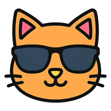 cat wearing sunglasses color icon sticker