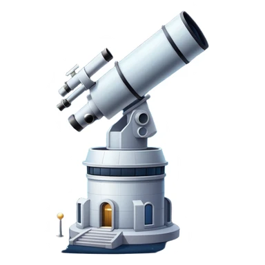 An icon featuring an observatory with a giant telescope, set against a starry sky. The design includes visible planets, distant stars, and galaxies, symbolizing the study of astronomy and celestial exploration. Transparent background highlights the wonder of the universe. sticker