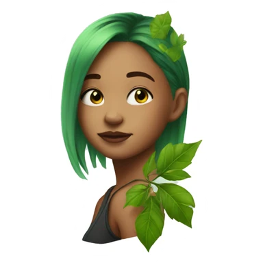 Girl with a green leaves tattoo on a shoulder  sticker
