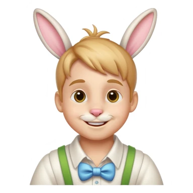 Boy dressed up as a real happy bunny sticker