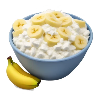 Cottage cheese in a bowl with banana slices as a topping sticker