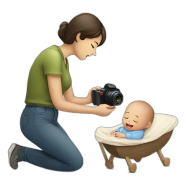 photographer photographing a newborn sticker
