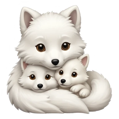 Arctic fox and white dog hugging  sticker